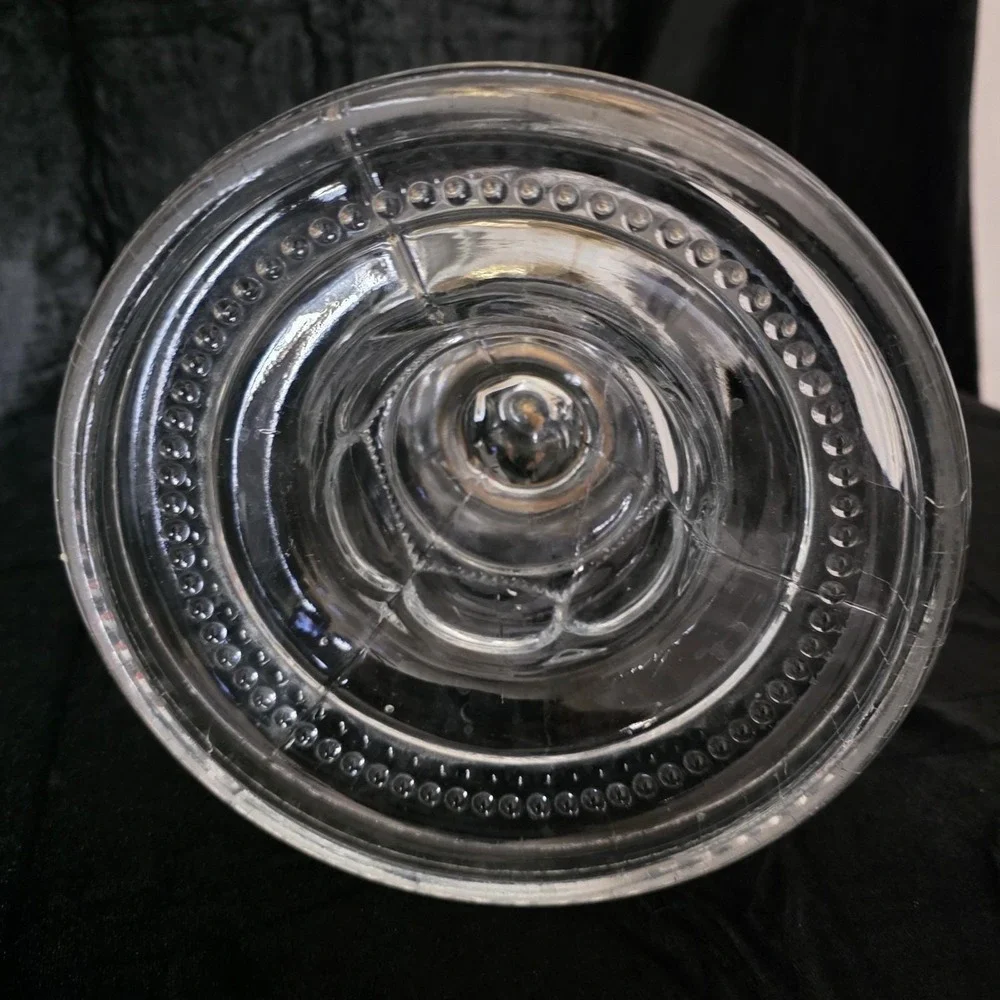 Antique Beaded Peanut Pattern Manganese Or Uranium Glass Oil Lamp Base Glows